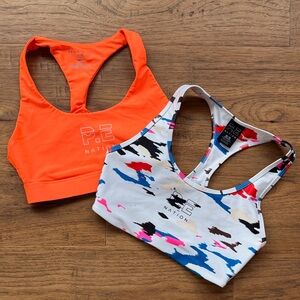 NWOT P.E Nation Orange and Multicolor Sports Bra Duo XS
